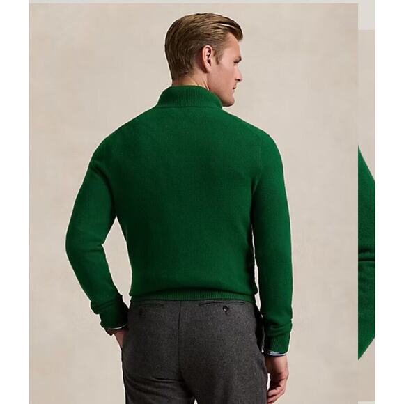 NEW POLO Ralph Lauren Wool Alpaca Pullover Zip Neck Sweater Green Men's small - Picture 3 of 11
